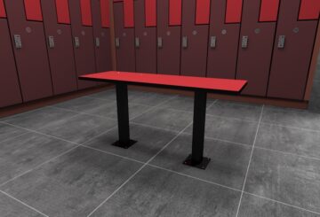 Rendered view of Pedestal bench composed of powder coated aluminum frame