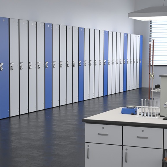 Spectrum Clean Room Lockers featuring durable stainless steel hasp and handle