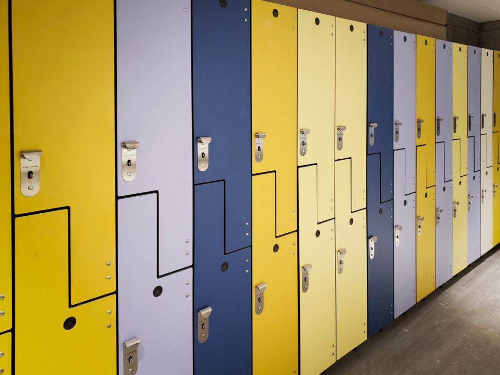 Colorful Spectrum Phenolic Lockers at Schulich Business School in Toronto, Ontario