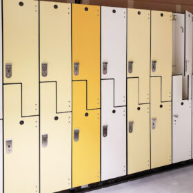 Gold Yellow Trespa finish on Spectrum Phenolic Lockers at Schulich Business School