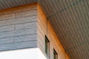 Close-up of the Trespa Meteon finishes on Spectrum Facades at Daniel Island Community Recreation Center