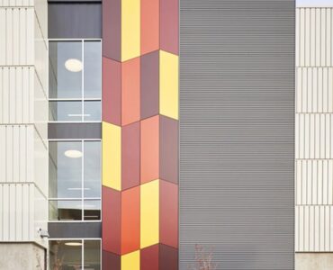 Green Dot Middle Schools showcasing its colorful facade with Trespa® Meteon® cladding