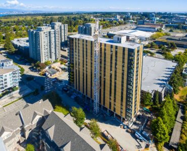 Aerial view of Spectrum Facades on UBC's Brock Commons Student Residence 02